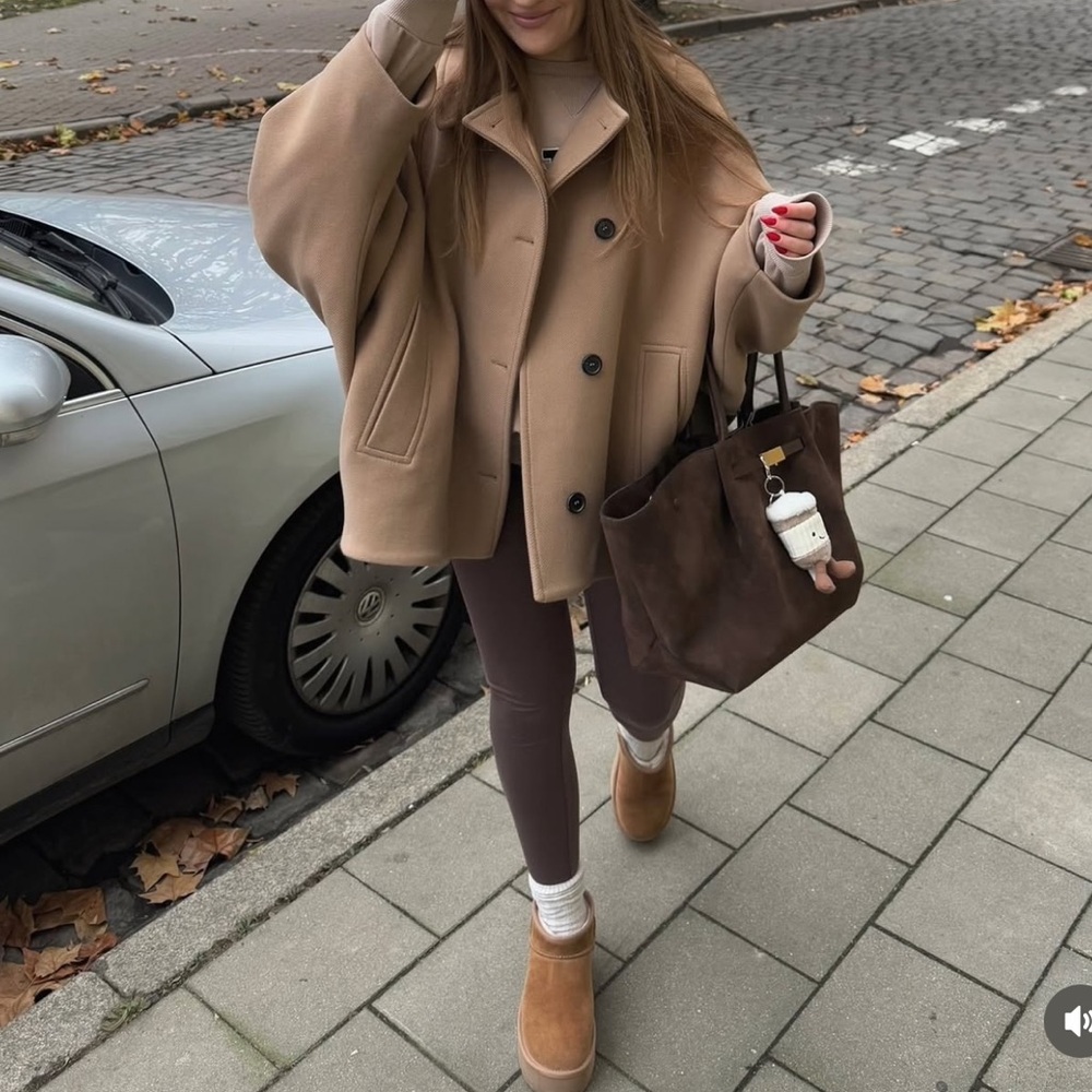 New Zara camel coat batwing jacket